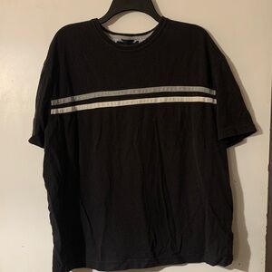Tommy Hilfiger Black Tee with Grey/White Stripes!